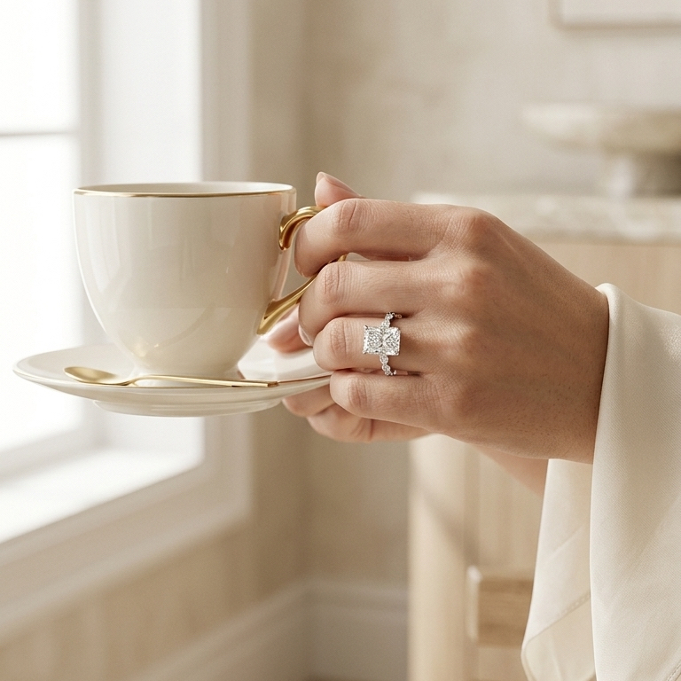 Radiate—Still Light Ring | Radiant Diamond in Round Marquise Coverage