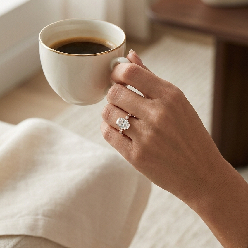 Bloom—Adorn Ring | Oval Diamond in Round Spaced Coverage