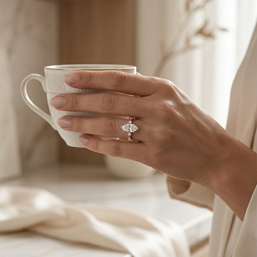 Ascend—Adorn Ring | Marquise Diamond in Round Spaced Coverage