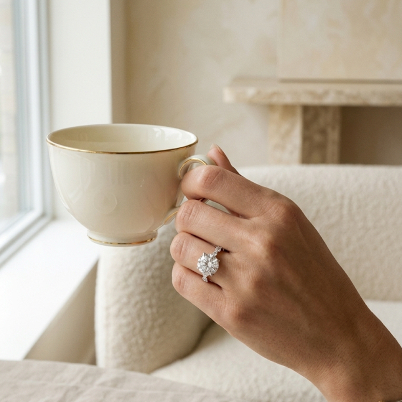 Bloom—Still Light Ring | Round Diamond in Round Marquise Coverage