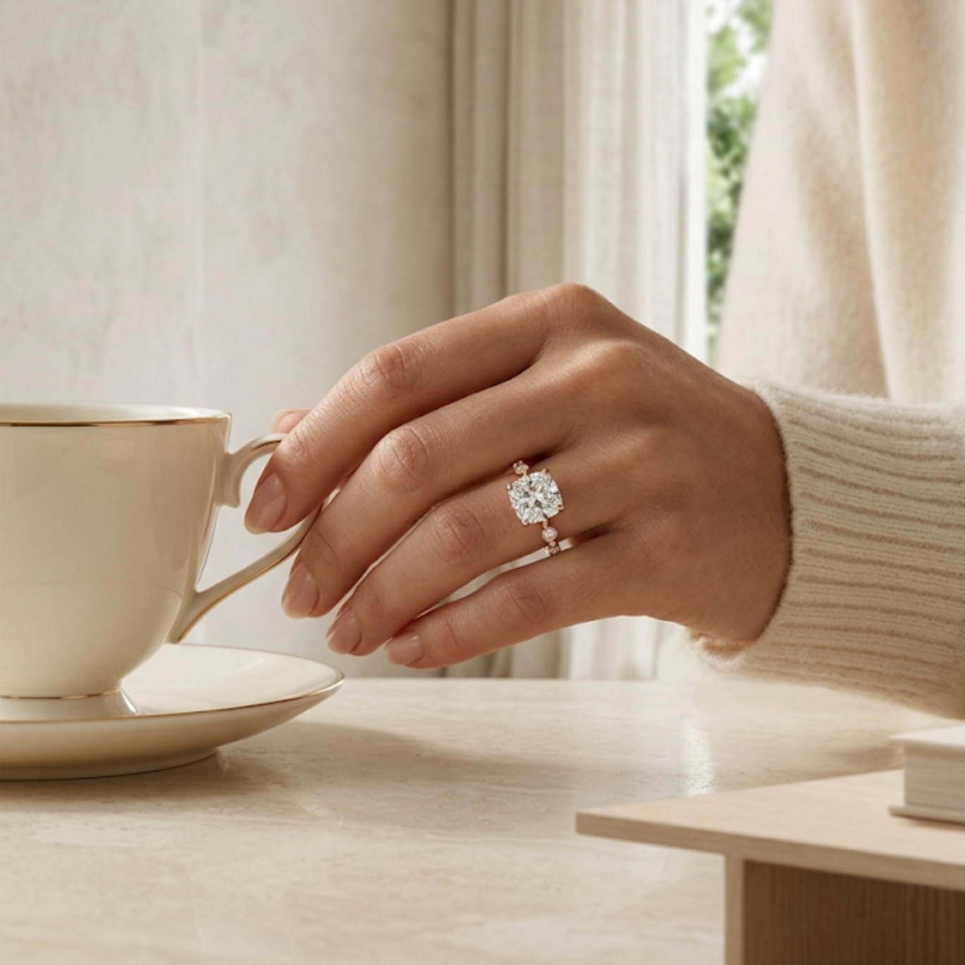 Ascend—Adorn Ring | Cushion Diamond in Round Spaced Coverage