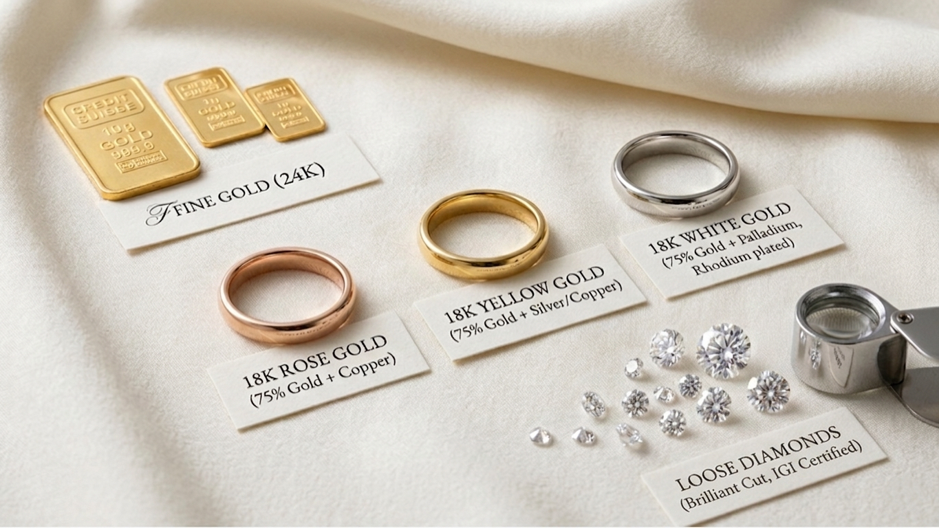 White Gold, Yellow Gold and Rose Gold Explained for Diamond Rings