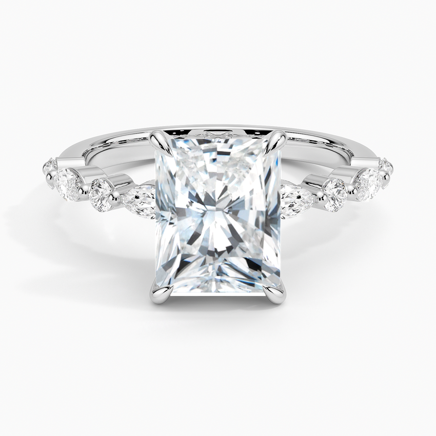 Radiate—Still Light Ring | Radiant-Cut Lab-Grown Diamond | Versailles Half Coverage Pave Ring in 18K White Gold