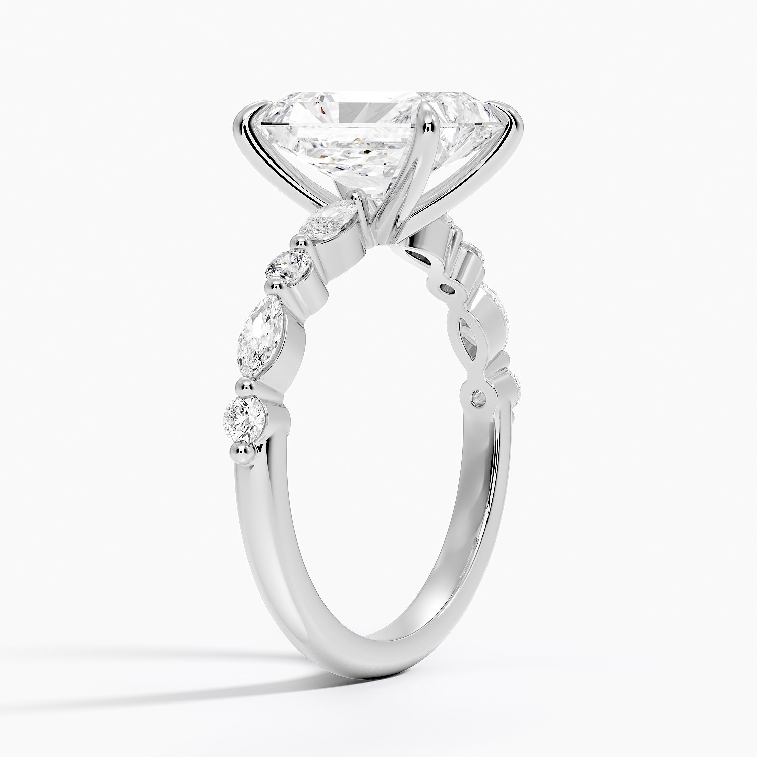 Radiate—Still Light Ring | Radiant-Cut Lab-Grown Diamond | Versailles Half Coverage Pave Ring in 18K White Gold
