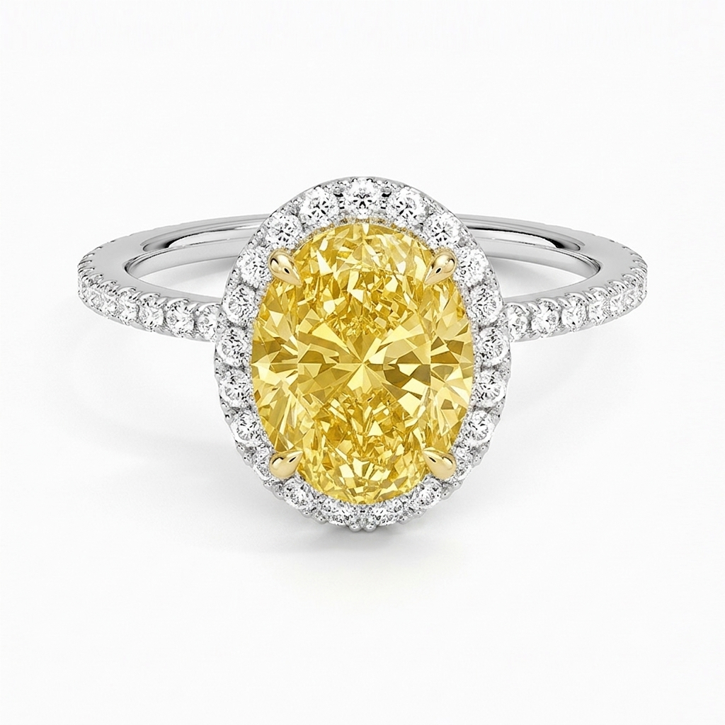 Bloom—Aura Ring | Yellow Oval Diamond in Halo