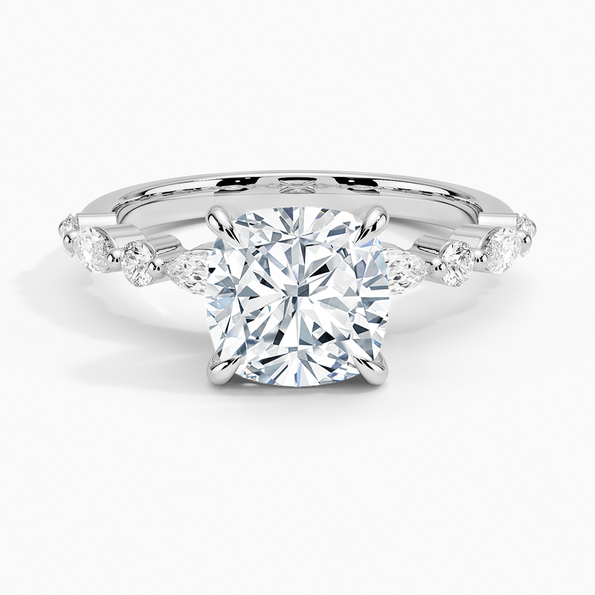 Ascend—Still Light Ring | Cushion-Cut Lab-Grown Diamond | Versailles Half Coverage Pave Ring in 18K White Gold