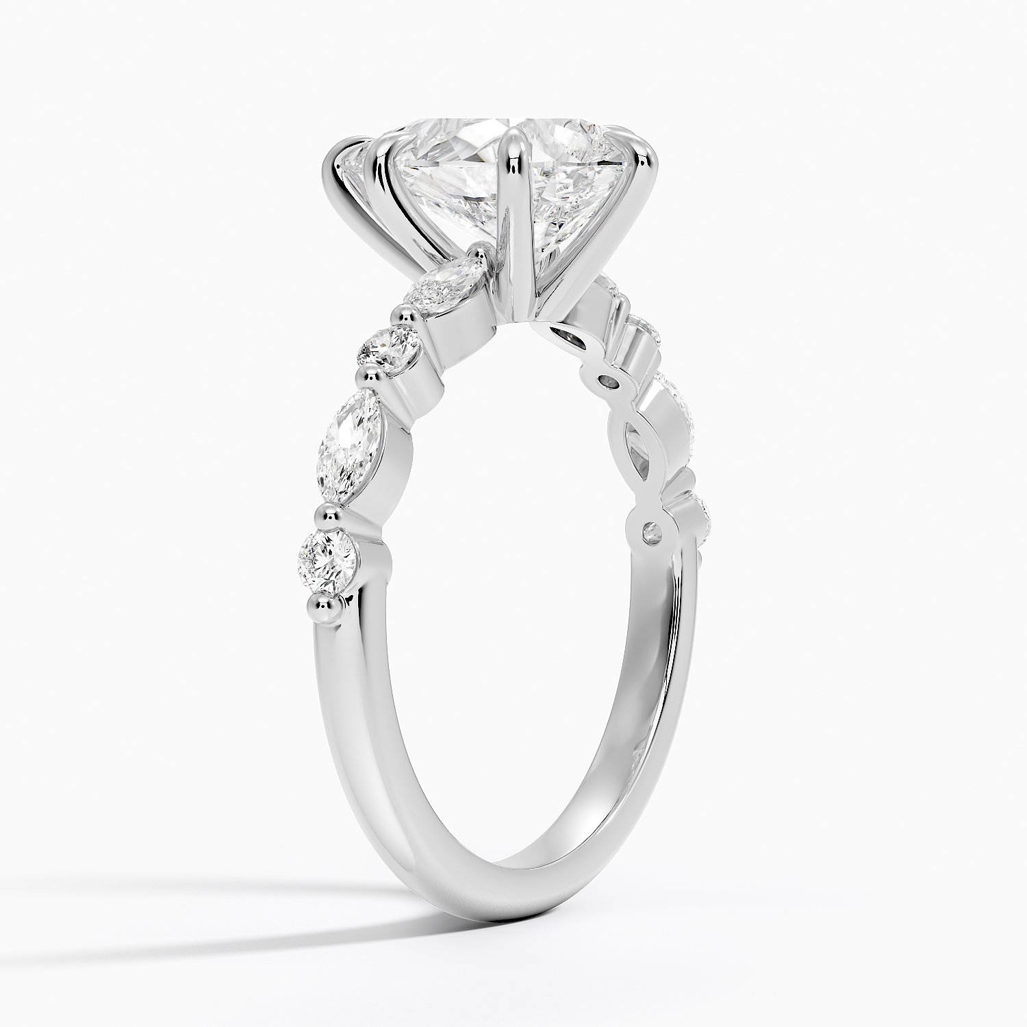 Bloom—Still Light Ring | Pear-Cut Lab-Grown Diamond | Versailles Half Coverage Pave Ring in 18K White Gold