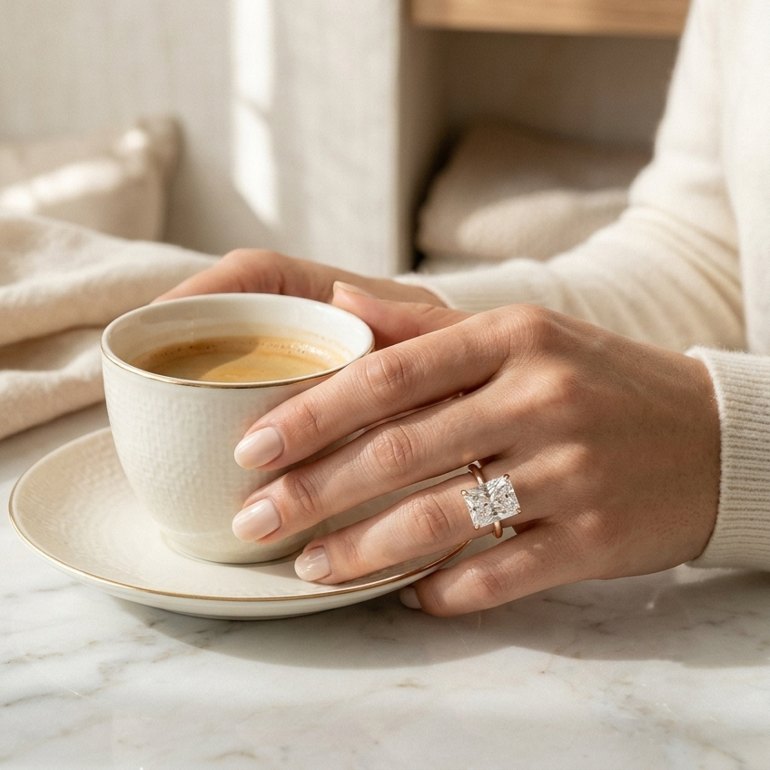 Radiate—Still Light Ring | Solitaire Radiant Diamond
