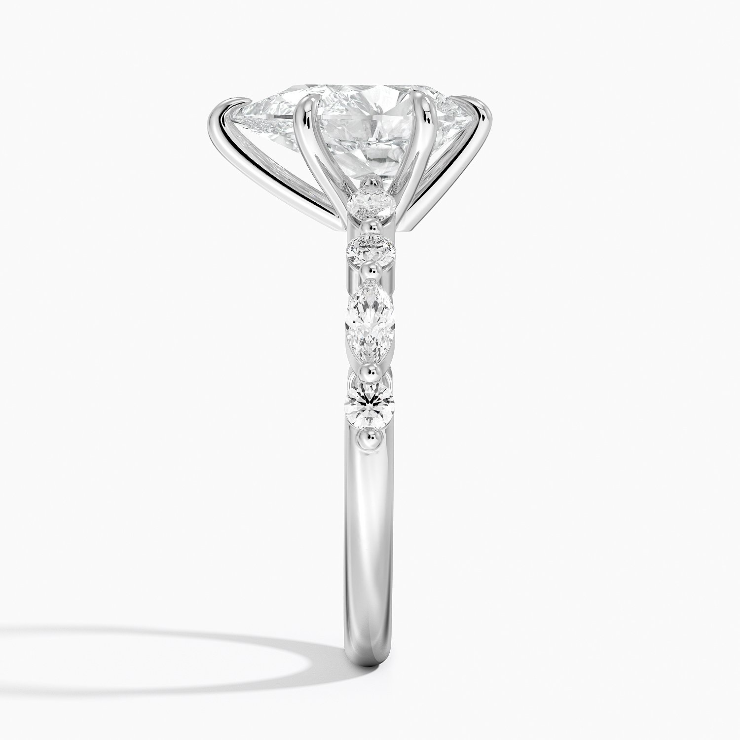 Bloom—Still Light Ring | Pear-Cut Lab-Grown Diamond | Versailles Half Coverage Pave Ring in 18K White Gold