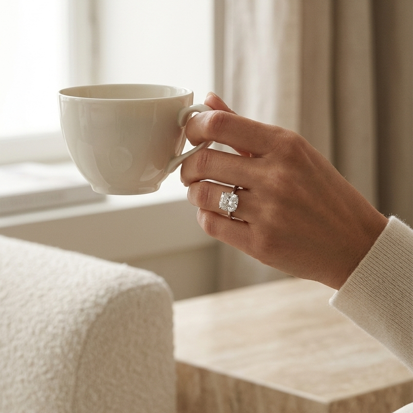 Ascend—Still Light Ring | Solitaire Cushion Diamond