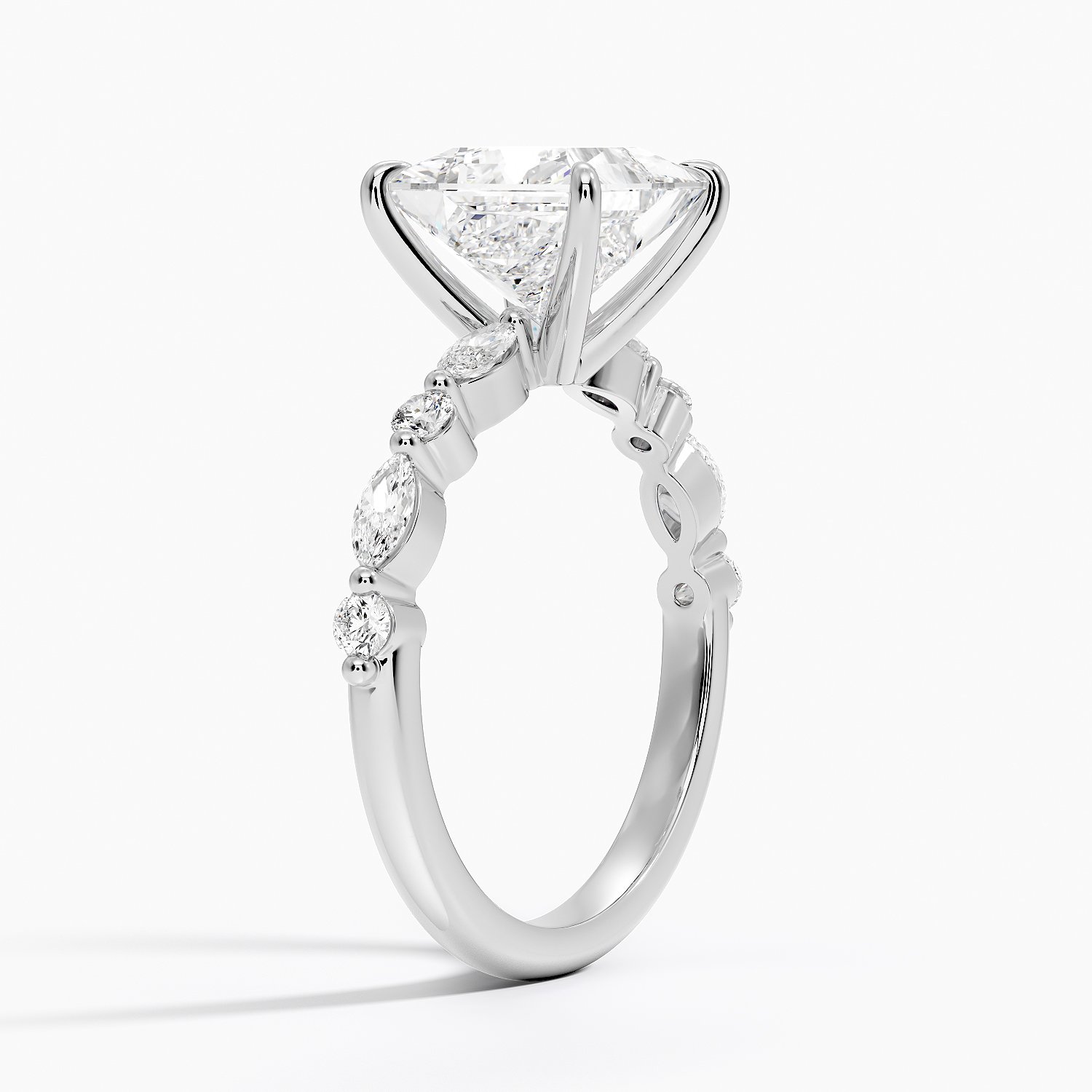 Radiate—Still Light Ring | Princess-Cut Lab-Grown Diamond | Versailles Half Coverage Pave Ring in 18K White Gold