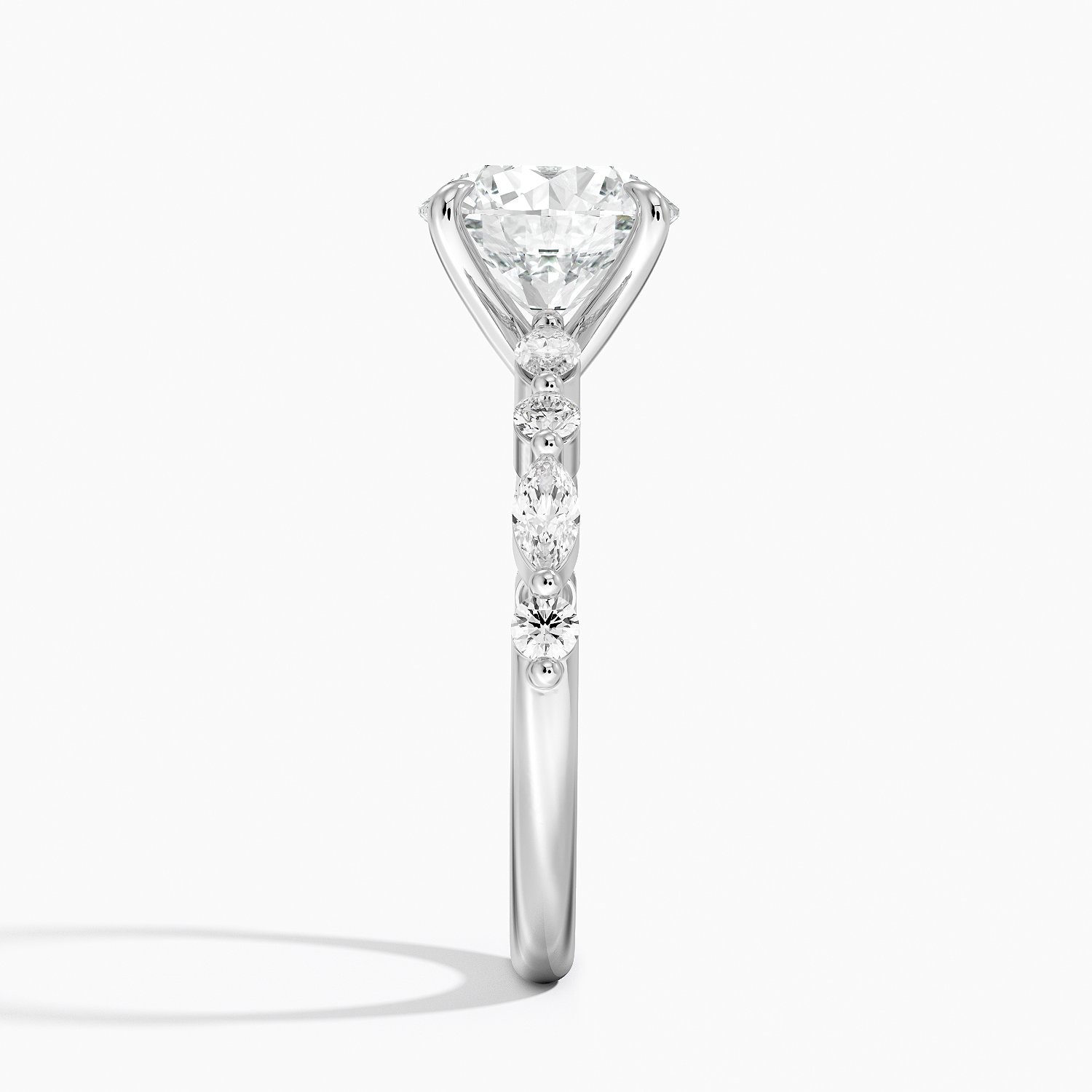 Bloom—Still Light Ring | Round-Cut Lab-Grown Diamond | Versailles Half Coverage Pave Ring in 18K White Gold