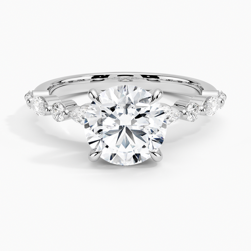Bloom—Still Light Ring | Round-Cut Lab-Grown Diamond | Versailles Half Coverage Pave Ring in 18K White Gold
