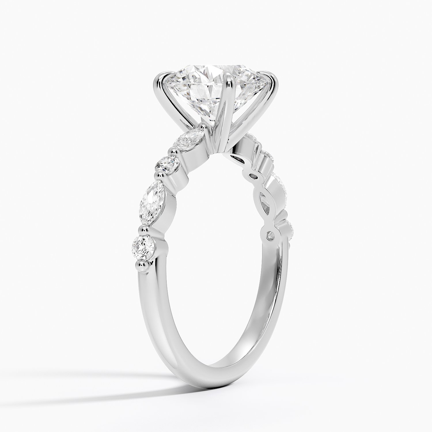 Bloom—Still Light Ring | Round-Cut Lab-Grown Diamond | Versailles Half Coverage Pave Ring in 18K White Gold