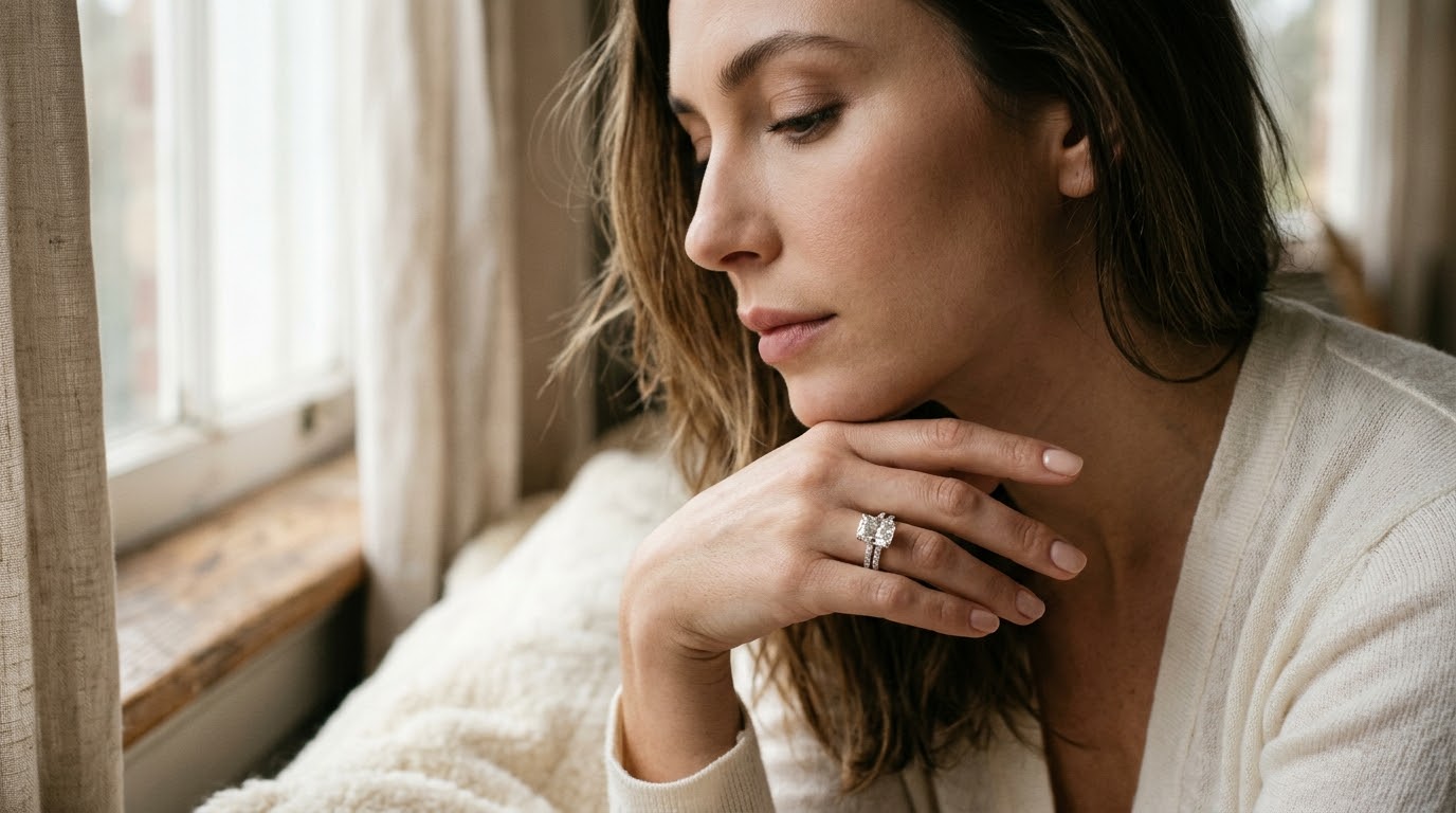 Radiant lab grown diamond ring