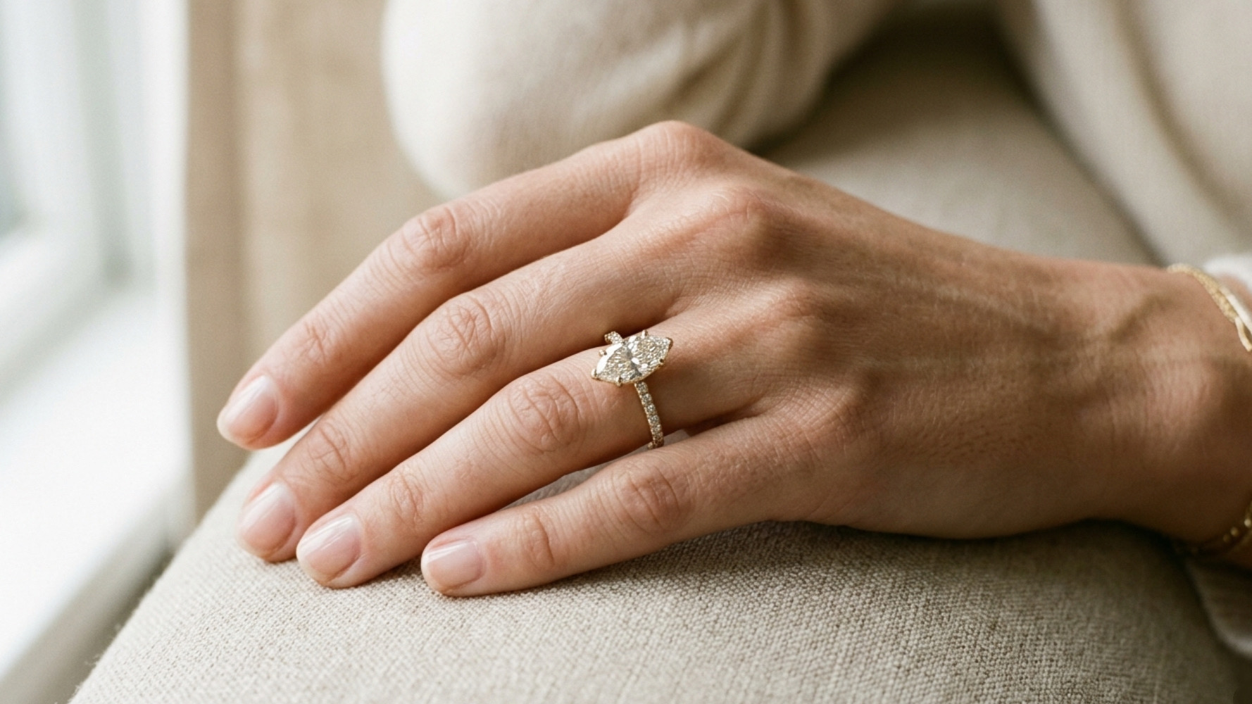 Marquise lab grown diamond ring