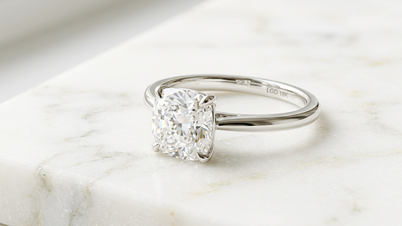 Cushion lab grown diamond ring