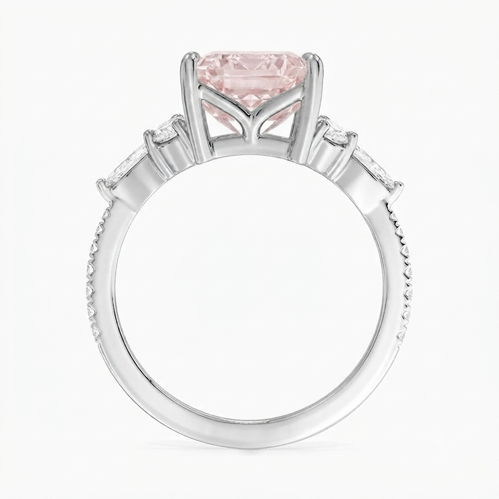 Ascend—Aura Ring | Pink Emerald Diamond in Round Marquise Pave
