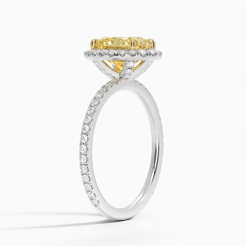 Bloom—Aura Ring | Yellow Oval Diamond in Halo