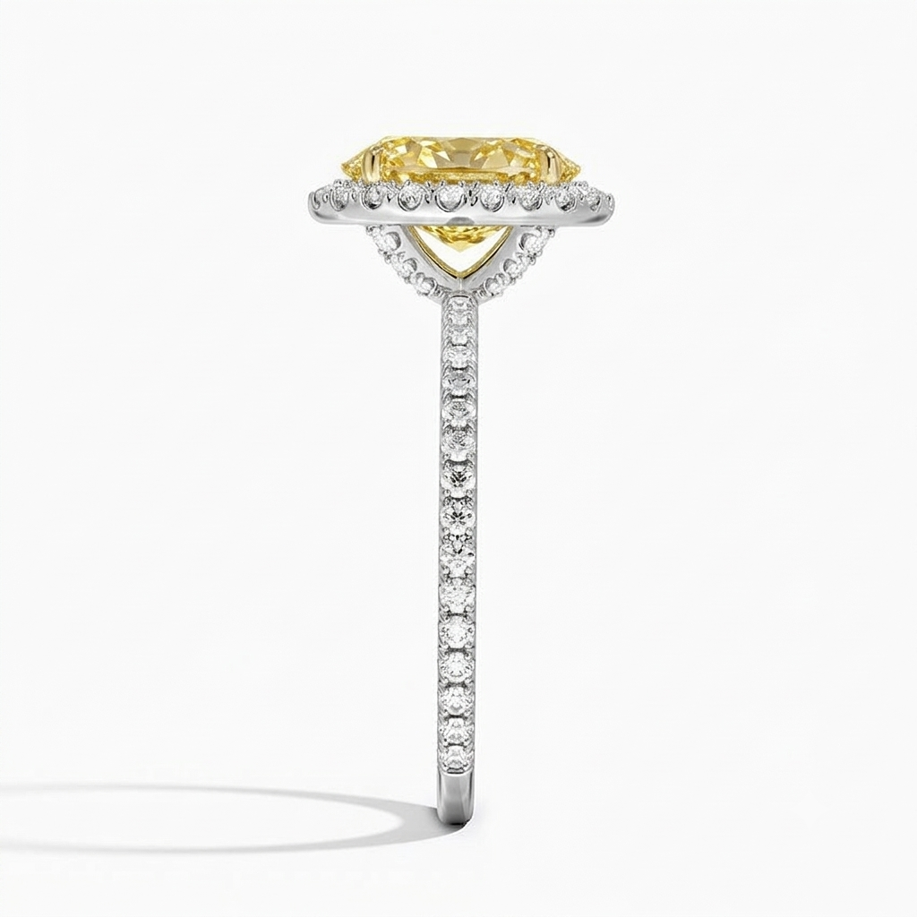 Bloom—Aura Ring | Yellow Oval Diamond in Halo