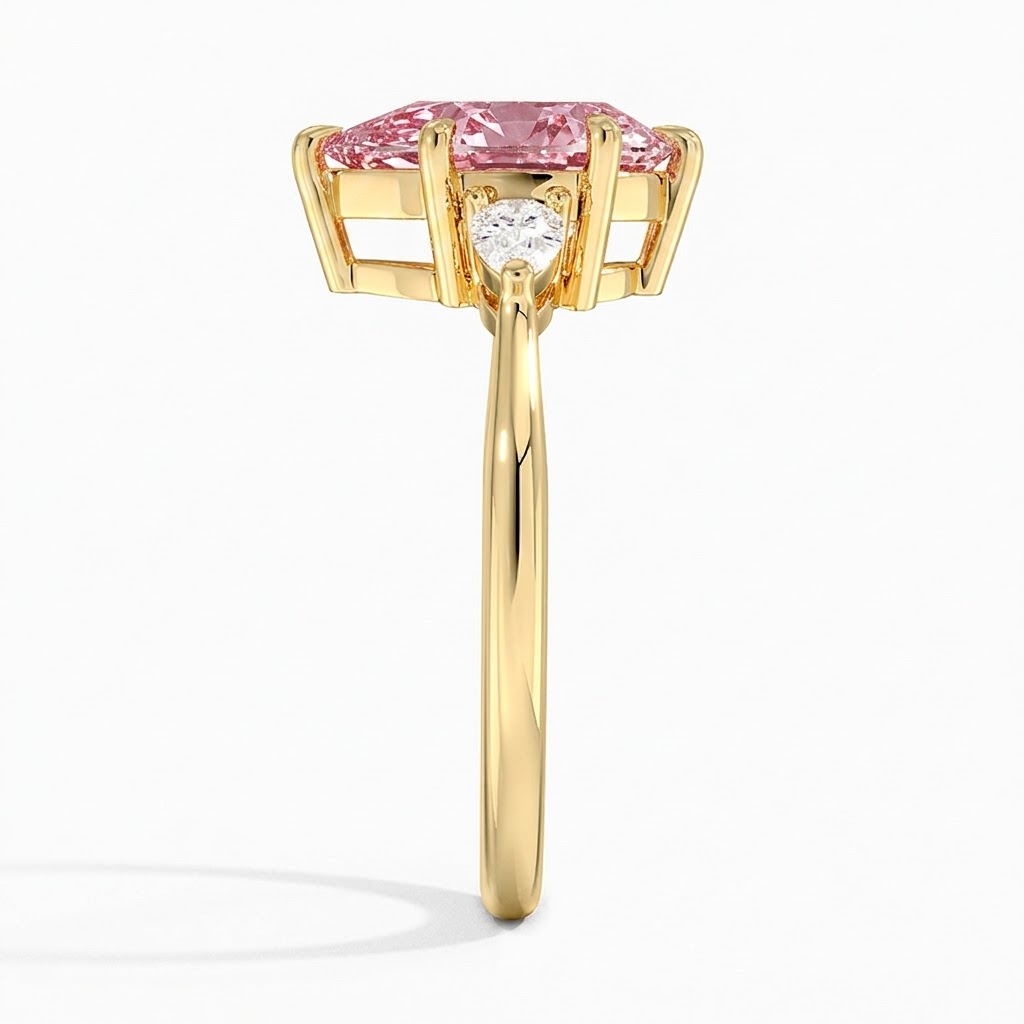 Bloom—Aura Ring | Pink Pear Diamond in Pear Three Stone