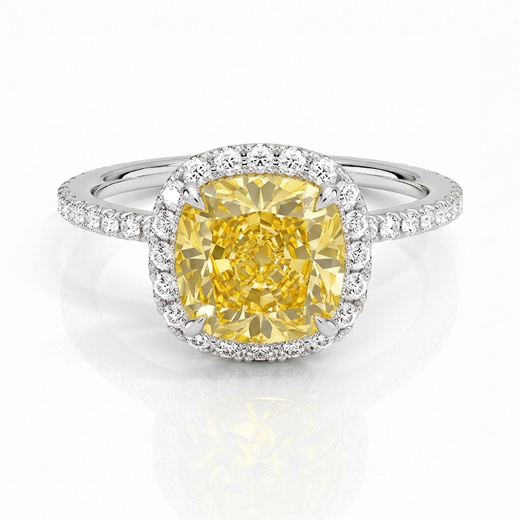 Ascend—Aura Ring | Yellow Cushion Diamond in Halo