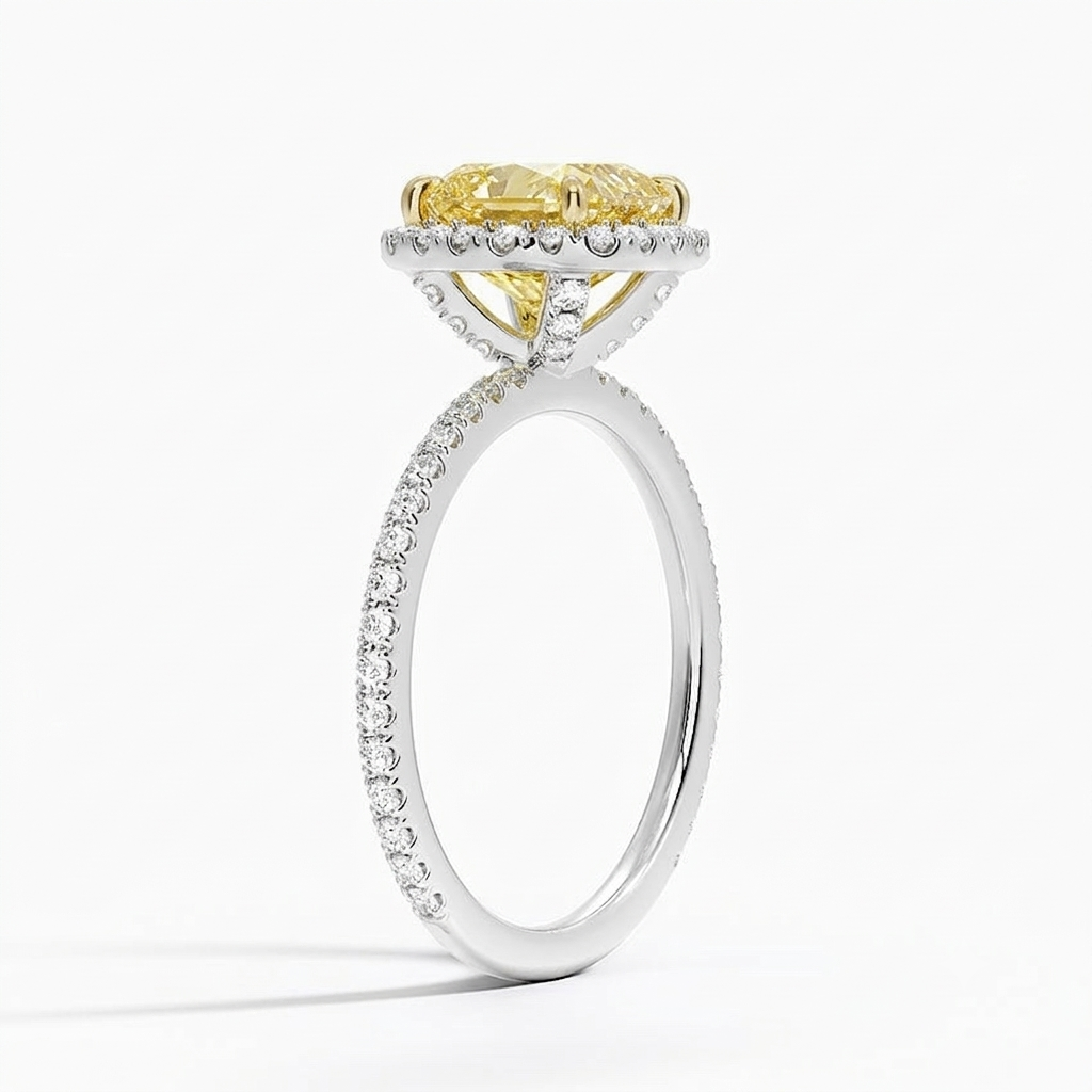 Ascend—Aura Ring | Yellow Cushion Diamond in Halo