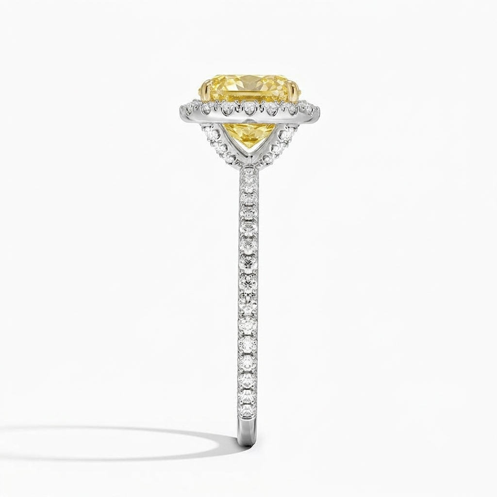 Ascend—Aura Ring | Yellow Cushion Diamond in Halo