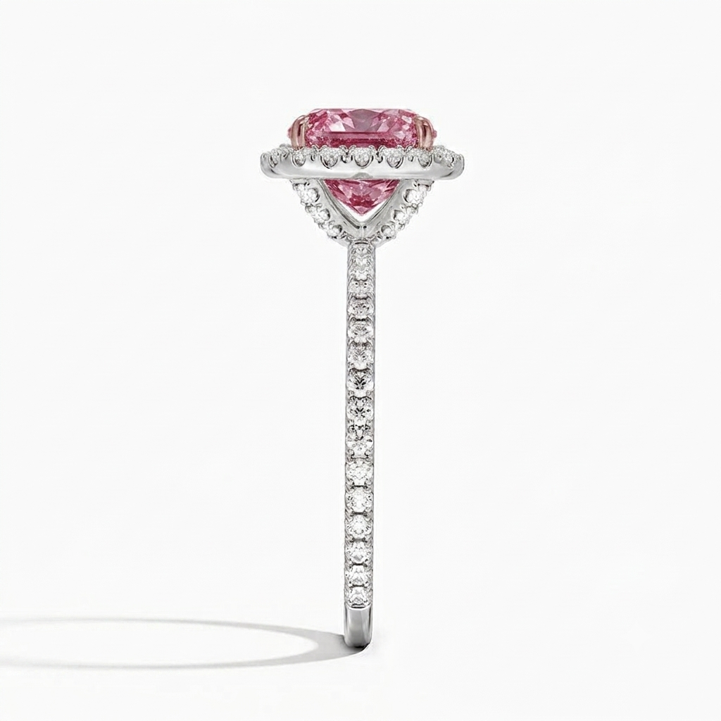Ascend—Aura Ring | Pink Cushion Diamond in Halo