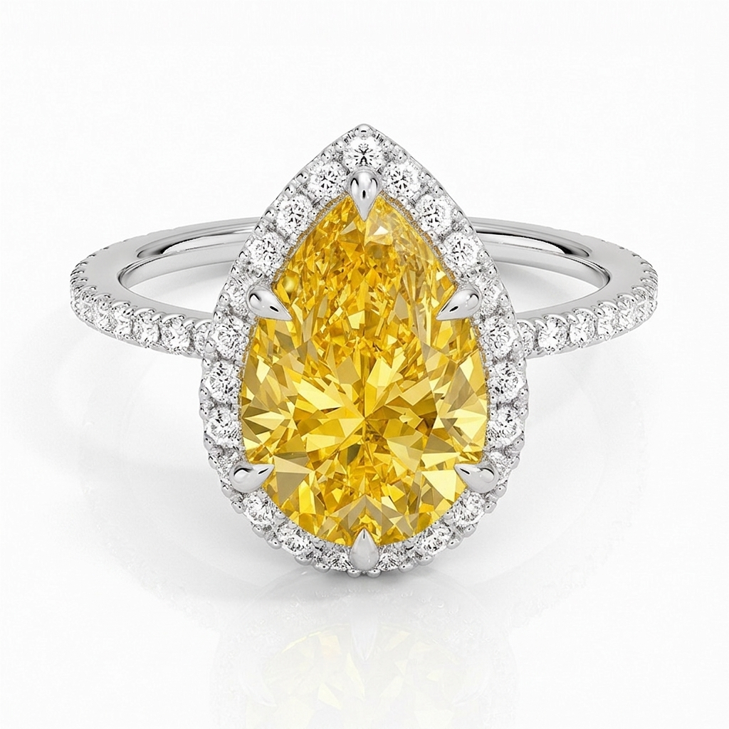 Bloom—Aura Ring | Yellow Pear Diamond in Halo
