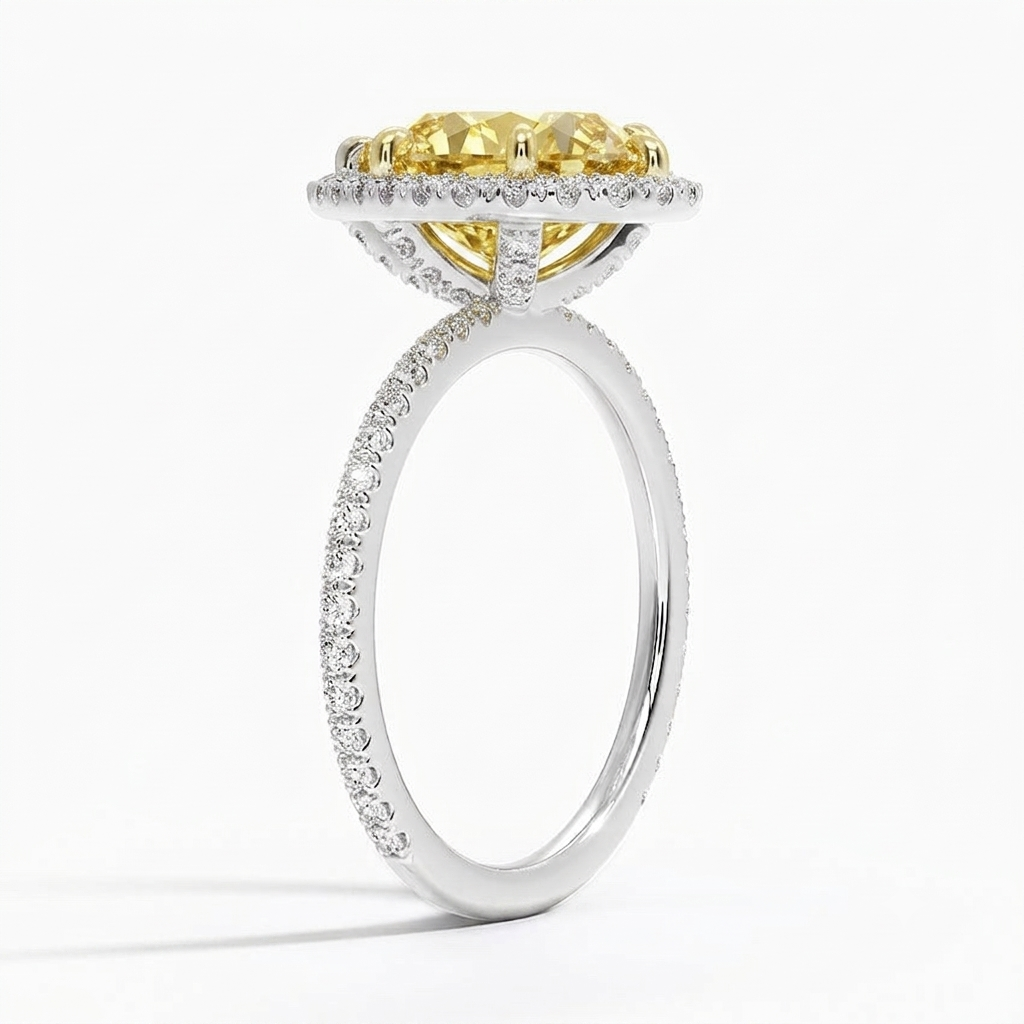 Bloom—Aura Ring | Yellow Pear Diamond in Halo