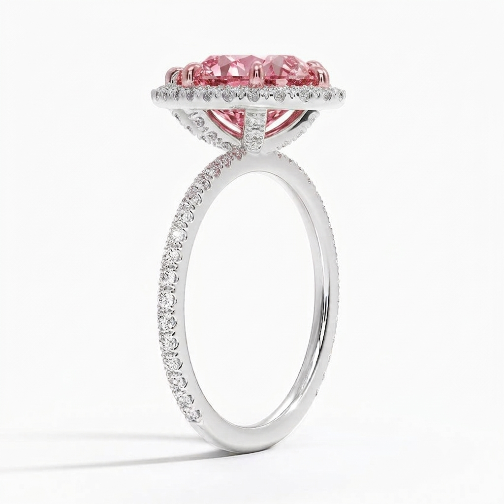 Bloom—Aura Ring | Pink Pear Diamond in Halo