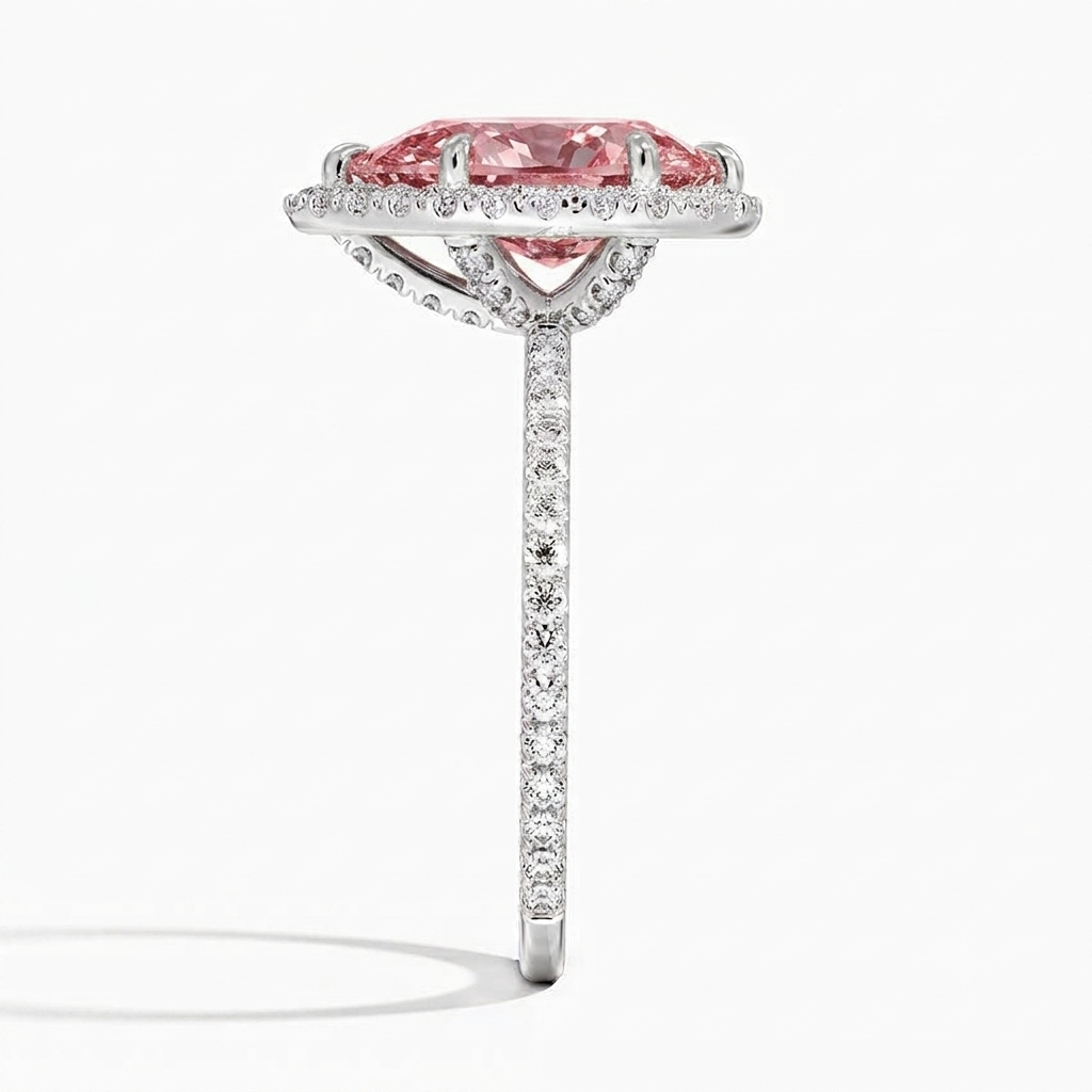 Bloom—Aura Ring | Pink Pear Diamond in Halo