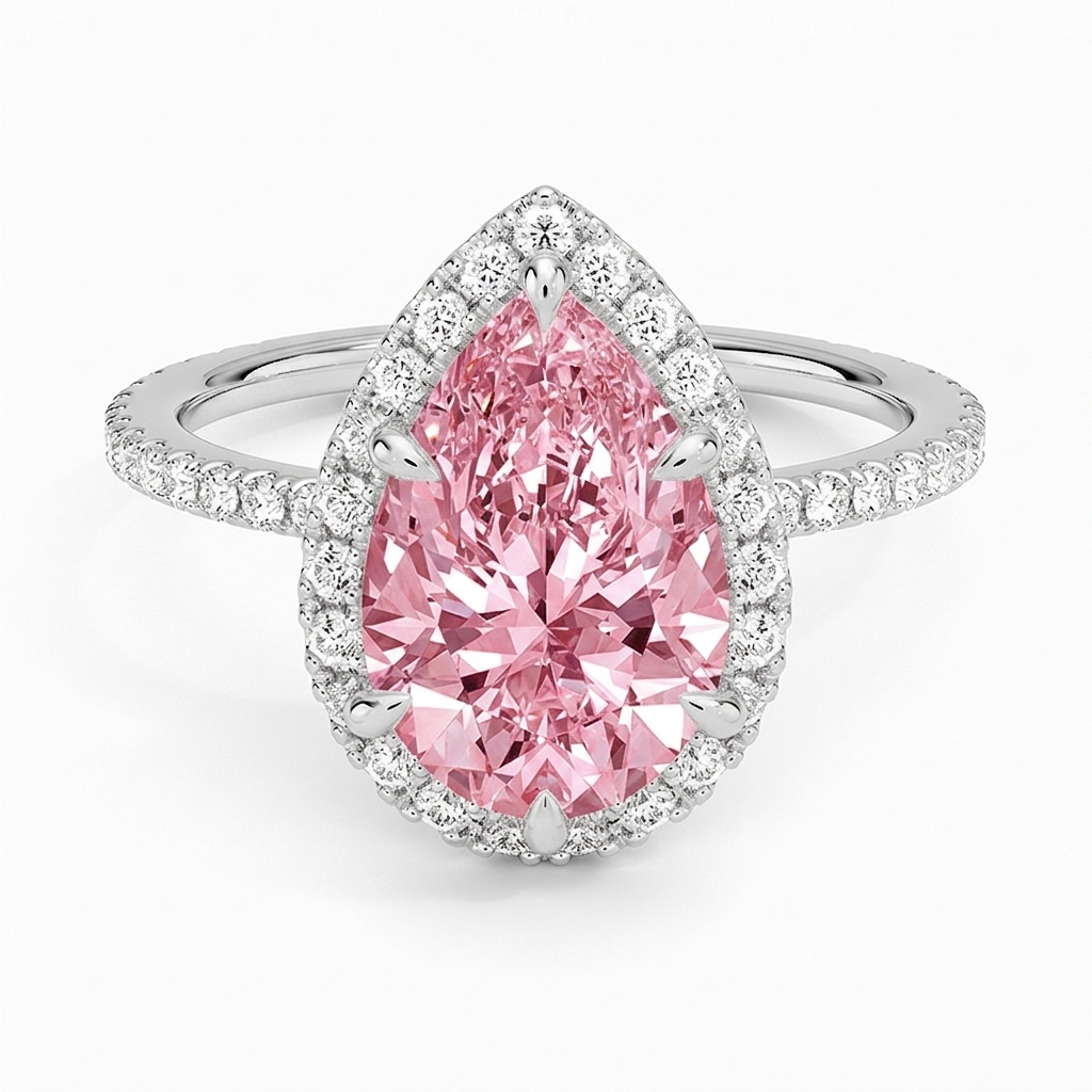 Bloom—Aura Ring | Pink Pear Diamond in Halo