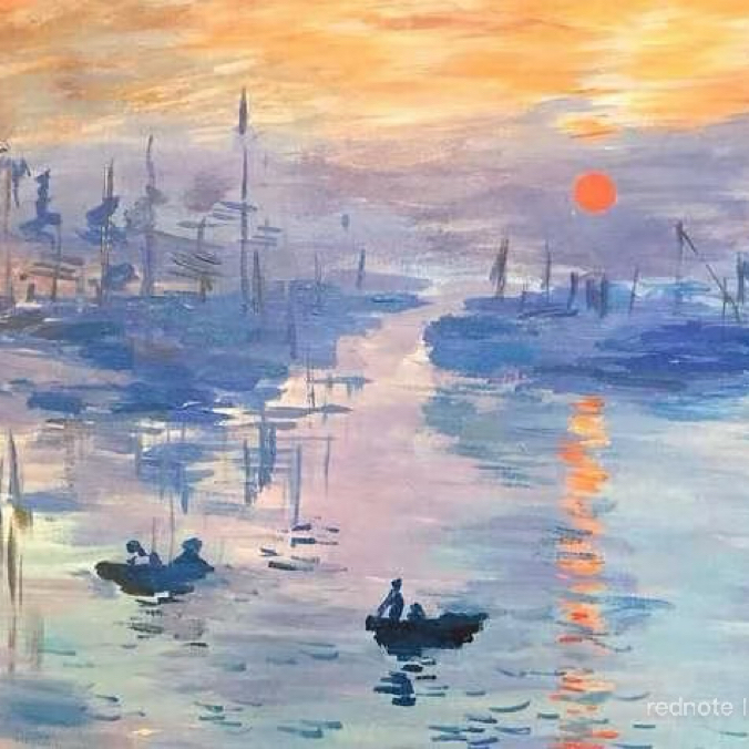 Masterwork | Aube | The Blue Teardrop Inspired by Claude Monet’s Impression · Sunrise