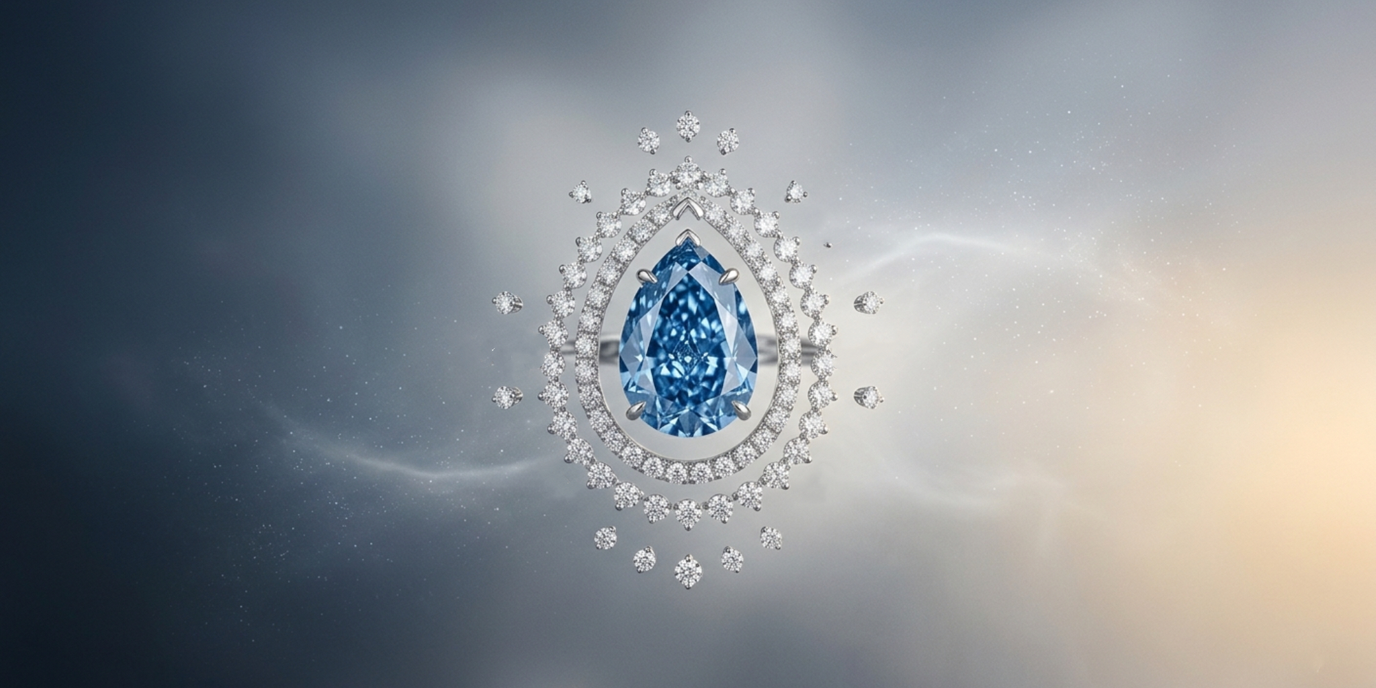 blue pear shaped diamond ring