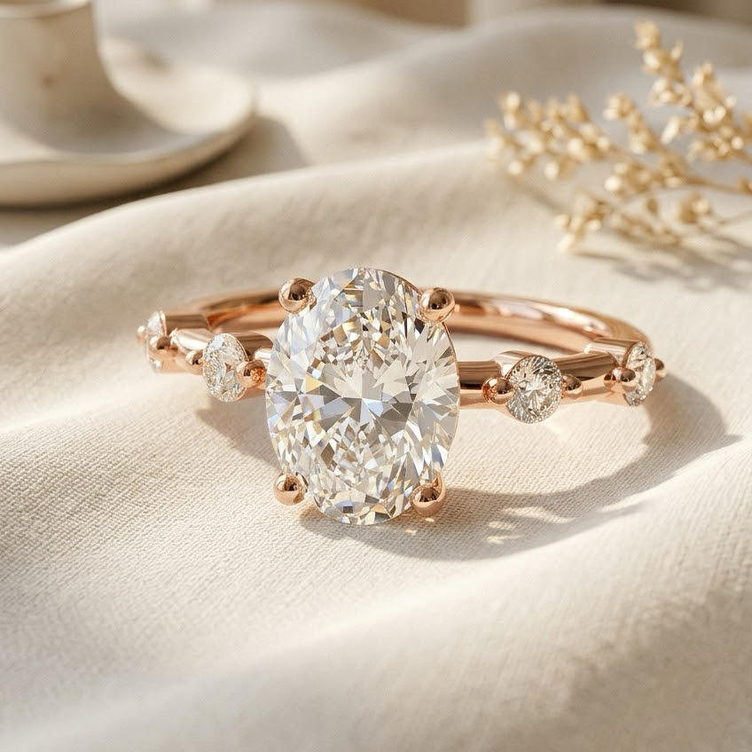 Bloom—Adorn Ring | Oval Diamond in Round Spaced Coverage