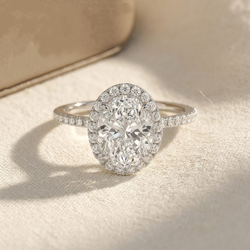 Bloom—Still Light Ring | Oval Halo Diamond