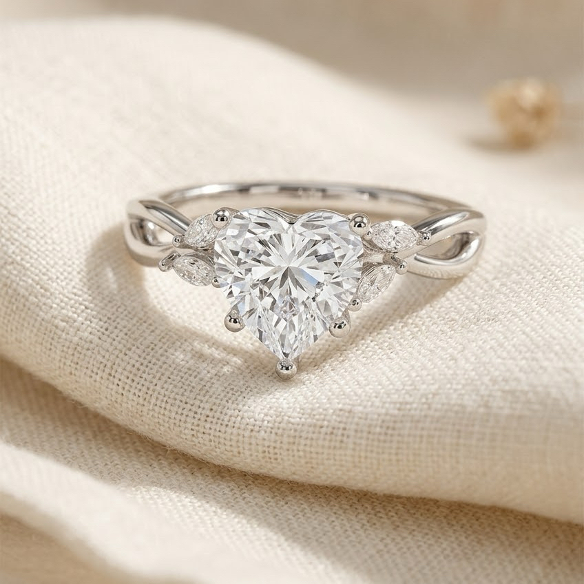 Bloom—Still Light Ring | Heart Diamond in Willow