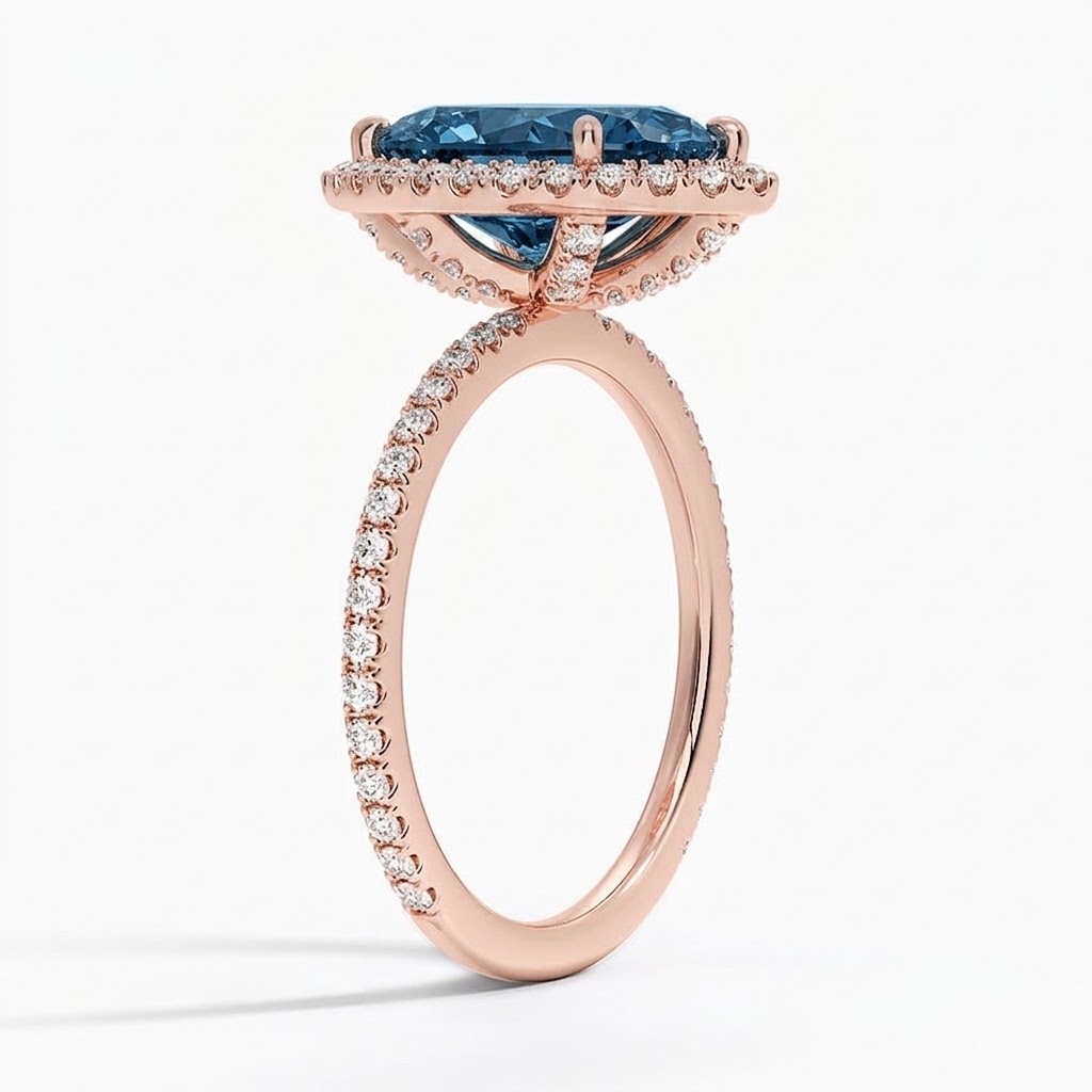 Ascend—Aura Ring | Blue Marquise Diamond in Halo