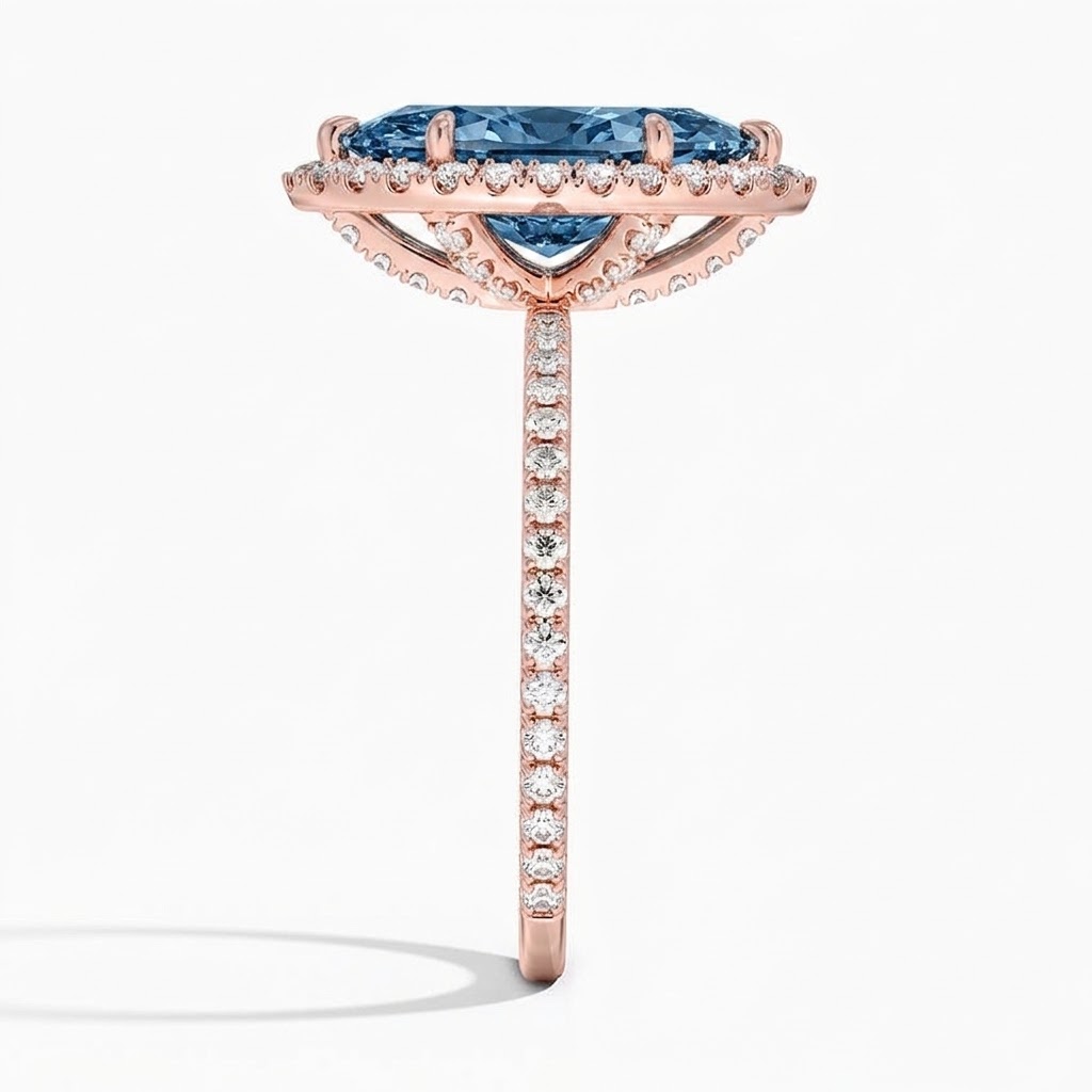 Ascend—Aura Ring | Blue Marquise Diamond in Halo