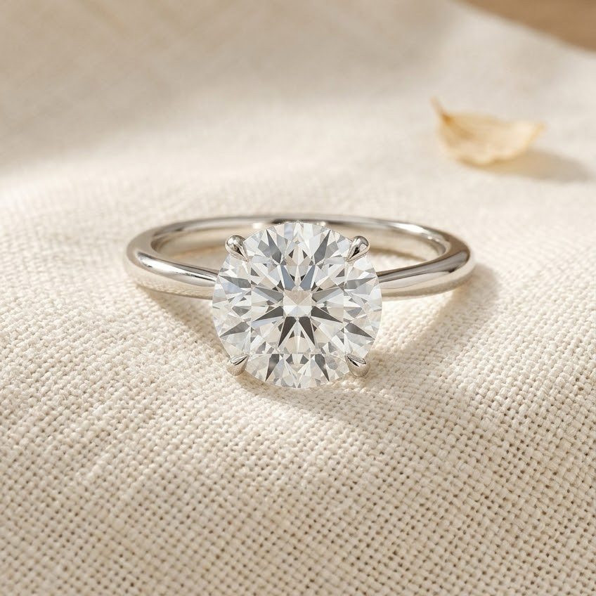 Bloom—Still Light Ring | Solitaire Round Diamond with Hidden Halo