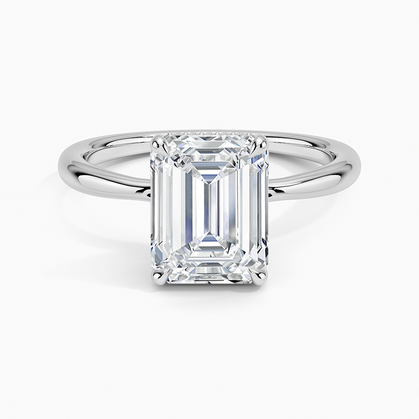 Ascend—Still Light Ring | Solitaire Emerald Diamond with Hidden Halo