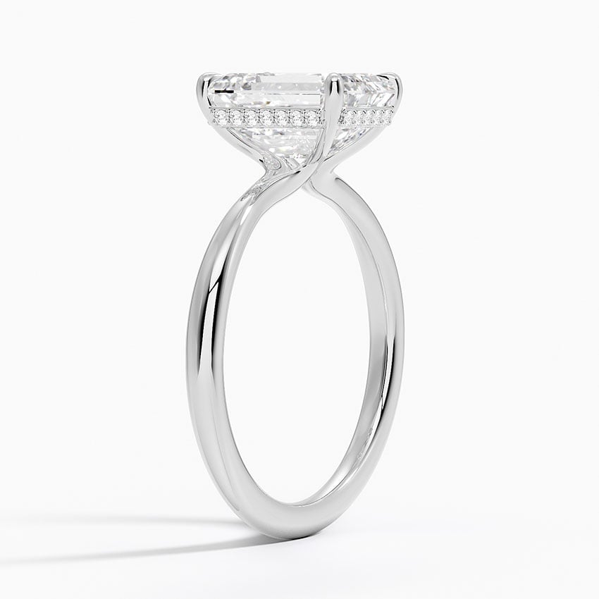 Ascend—Still Light Ring | Solitaire Emerald Diamond with Hidden Halo