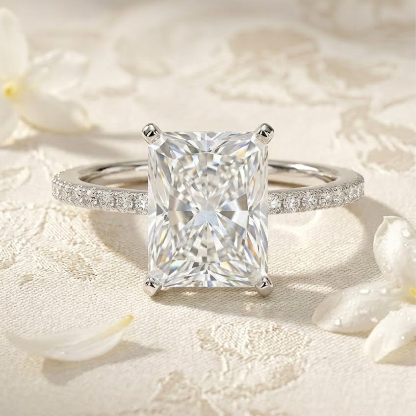 Radiate—Still Light Ring | Radiant Cut Pave Diamond Ring