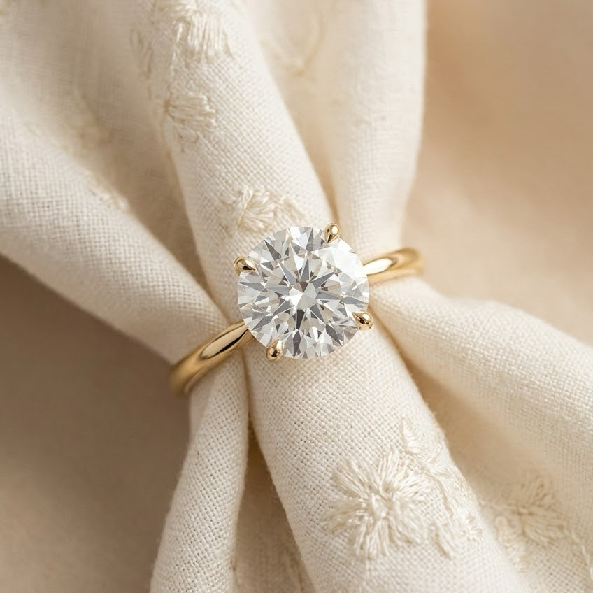 Bloom—Crown Still Ring | Solitaire Round Diamond with Hidden Halo