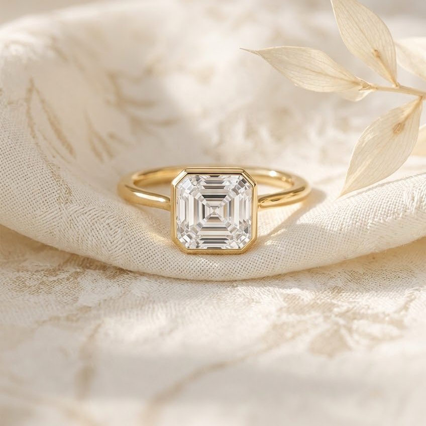 Ascend—Crowned Still Ring | Asscher Diamond in Bezel