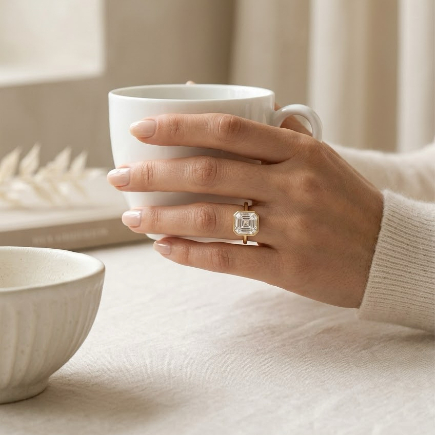 Ascend—Crowned Still Ring | Asscher Diamond in Bezel