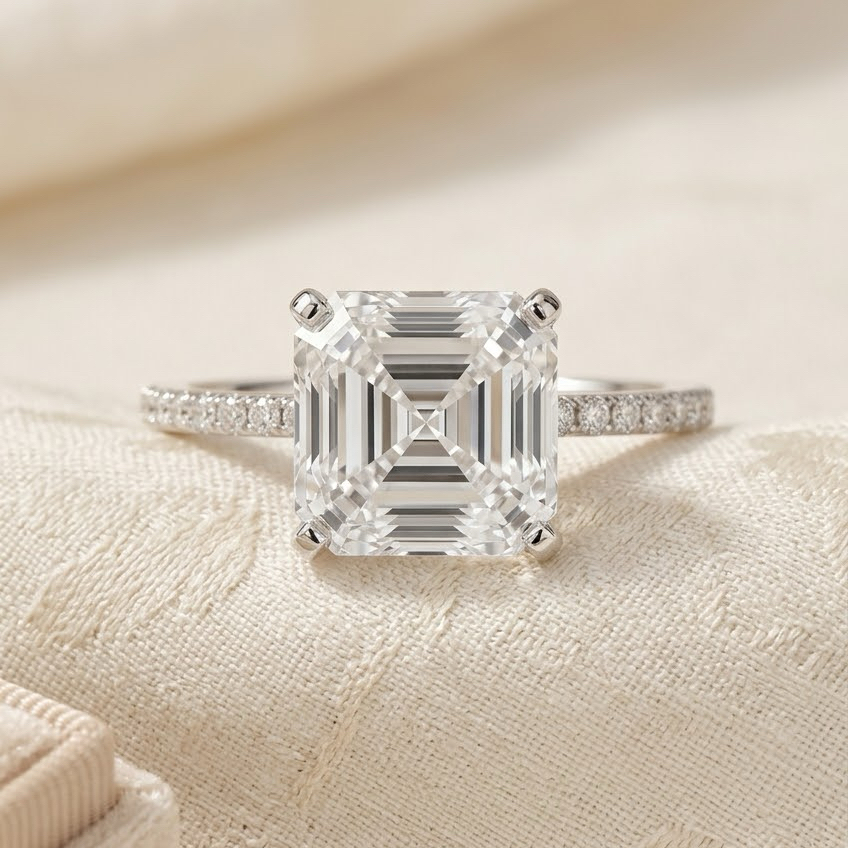 Ascend—Still Light Ring | Asscher Cut Pave Diamond Ring