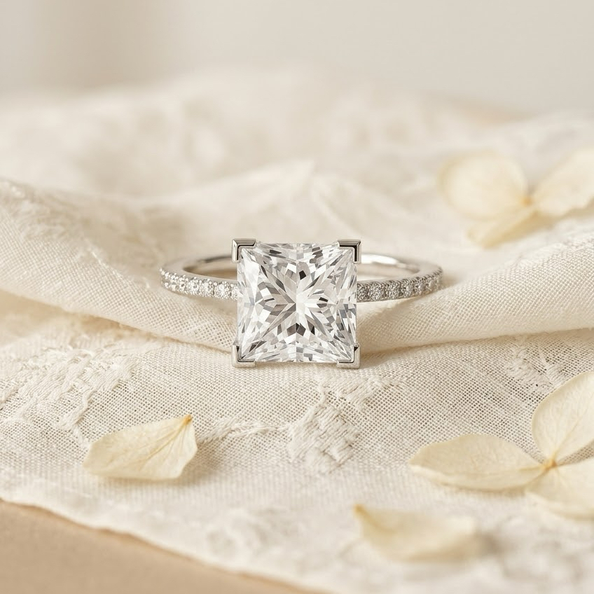 Radiate—Still Light Ring | Princess Cut Pave Diamond Ring